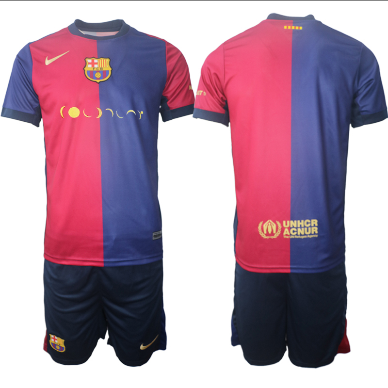 Men 2024-2025 Club Barcelona home Blue Blank Soccer Jersey